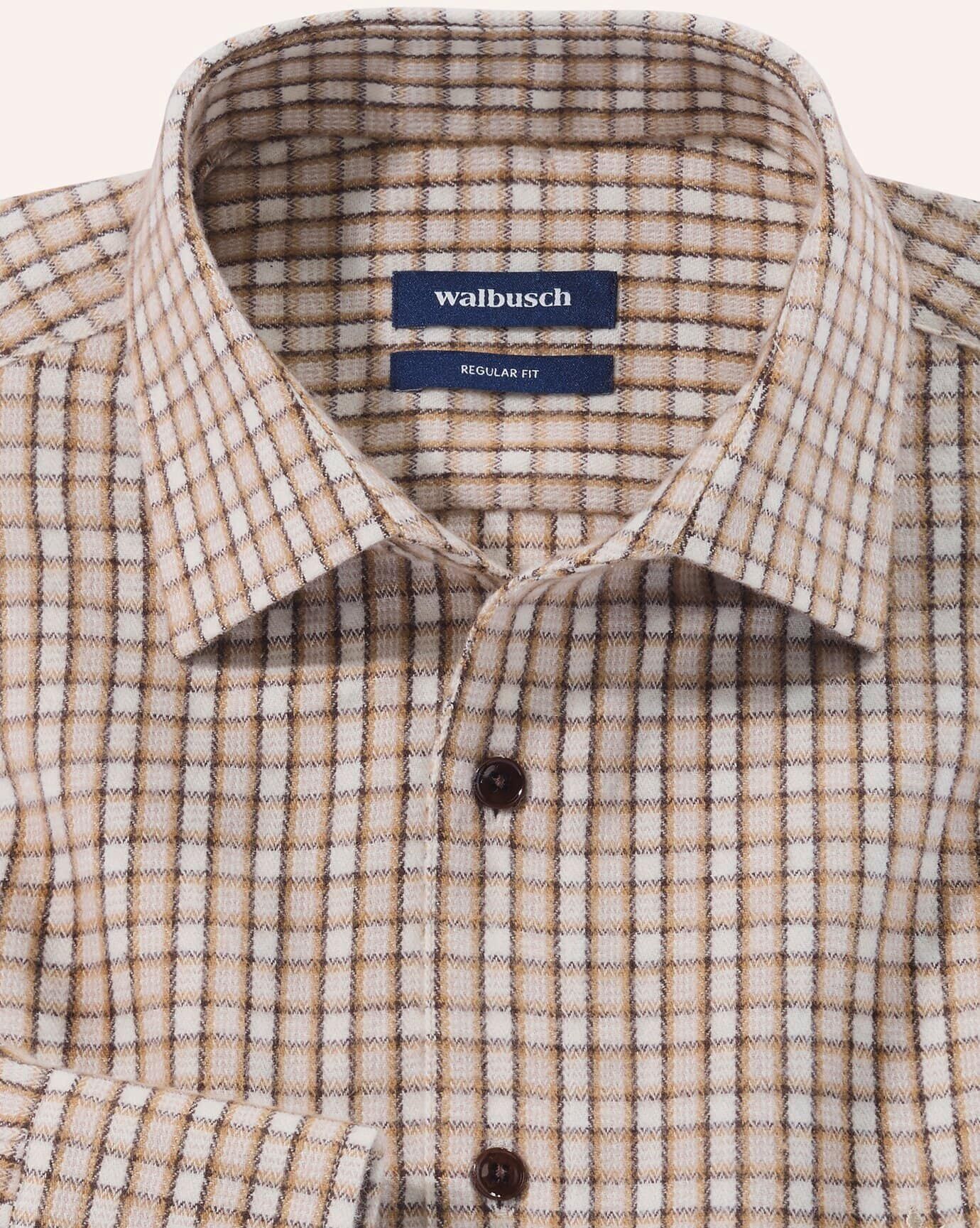 Walbusch Hemd aus portugiesischem Flanell, Regular Fit#noch offen: Größenlauf, Farbe Beige, 38, hochwertiger Flanell reine Baumwolle Herren