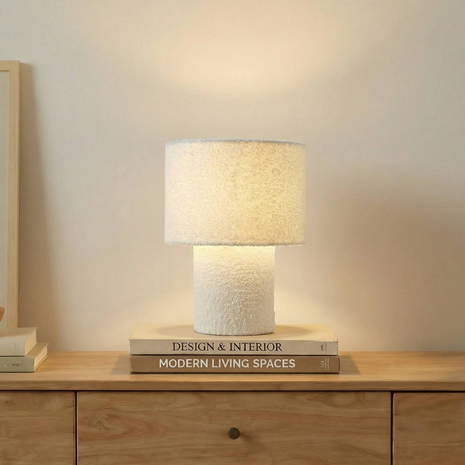 Bordlampe Jone Lindby, Hvid/opal, Stue/spisestue, Tekstil/stof/silke, Moderne