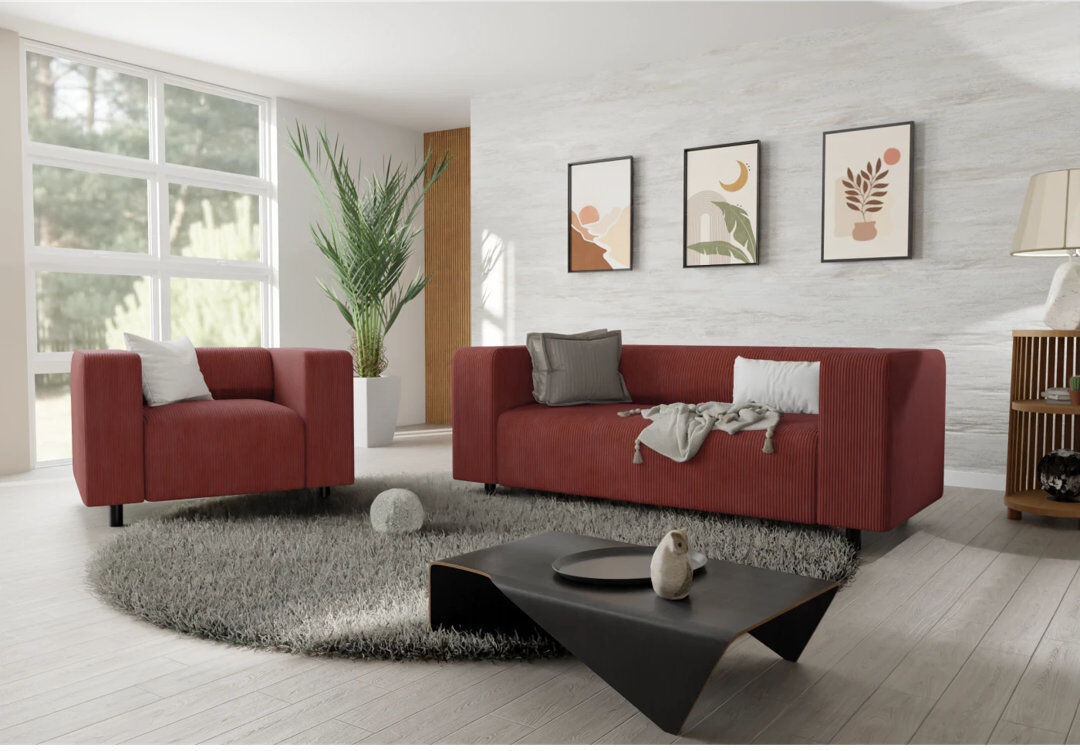 S-Style Furniture Sofie 2 Piece Corduroy Standard Living Room Set Terracotta 2