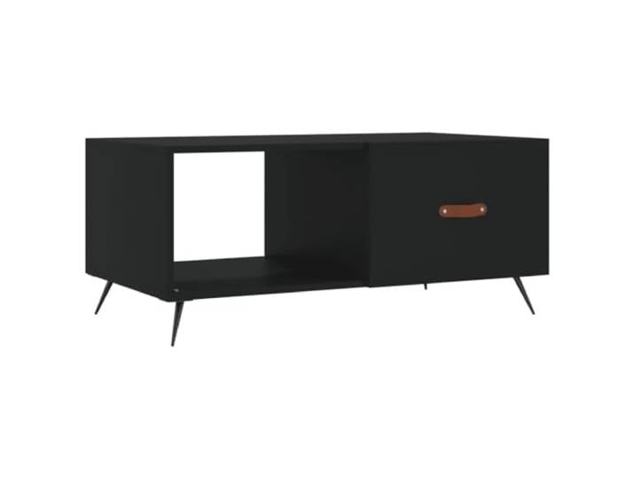 Favemtsl Couchtisch Schwarz 90x50x40 cm Wohnzimmertisch Holzwerkstoff Moderner Beistelltisch fürs Wohnzimmer mit Fach Hinter Tür und stabilen Metallbeinen für Getränke und Dekoration.