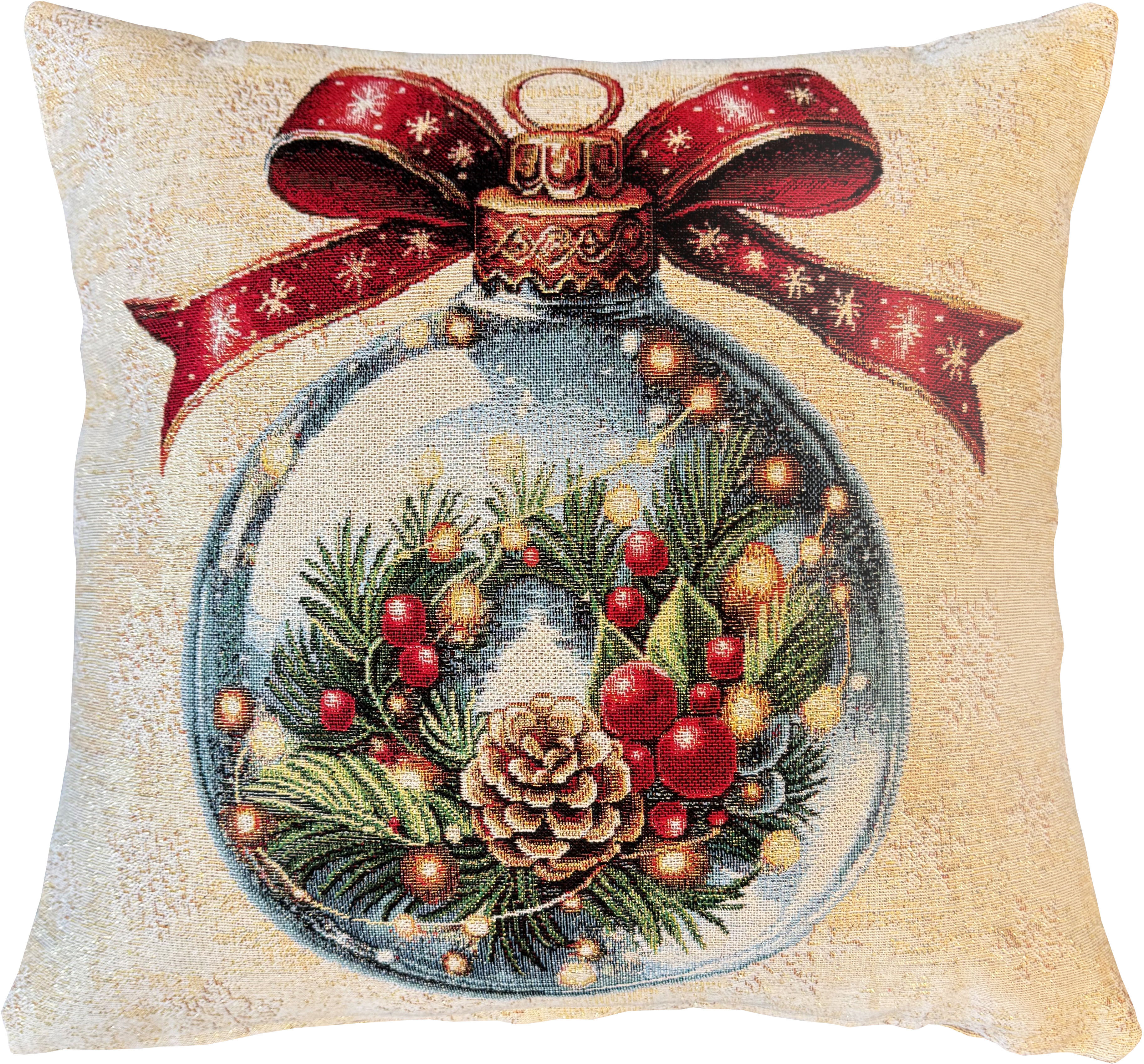Dekokissen HOME WOHNIDEEN "CHRISTMAS BALL", bunt, B:45cm L:45cm, Baumwolle, Polyester, Dekokissen_Sitzkissen_Kissenhüllen, Dekokissen, ohne Füllung, Gobelin bunt B/L: 45cm x 45cm, 1 Stk.