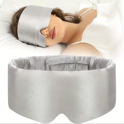 Uplifted Trends Silk Sleep Mask Large Comfortable Eye Cover For Sleeping Pressure Free & Complete Blackout For Women & Men grey