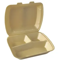 Papstar Einweg-Menüboxen mit Klappdeckeln 3-geteilt, goldfarben, 100 Stück gold, 20.8x7.5x24.3 cm