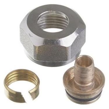 Roth omløber til EURO-red fordelerrør for 16 mm pex tilslutning. ¾Euro konus omløber og klemr i mess (5702000115108)