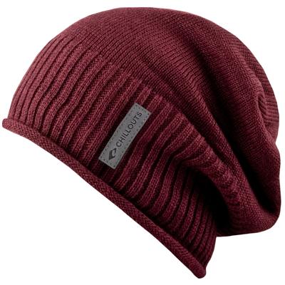 Beanie CHILLOUTS "Etienne Hat", Herren, rot (burgundy), Strick, Baumwolle, Mützen Beanie, Strickbeanie mit Rollkante