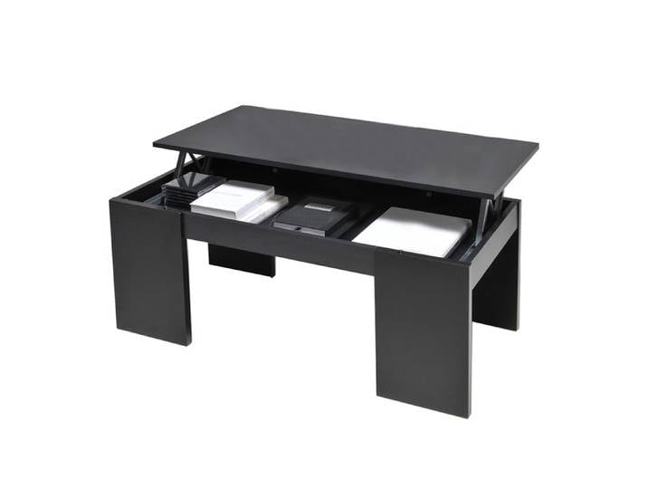Table basse rectangulaire en bois L100cm avec plateau relevable NEWTON - Noir