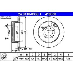 Bremsscheibe ATE 24.0110-0330.1 (2 Stk.) für Citroën Peugeot C-Crosser 4007