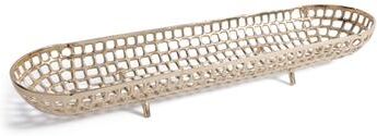 Zodax Reticolo Oval Gold Metal Decorative Footed Tray