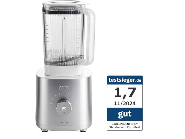 ZWILLING ENFINIGY Hochleistungsstandmixer 1.8 Liter, Mixer mit Edelstahl-Winglet-Klinge & 1600-Watt-Hochleistungsmotor, Silber