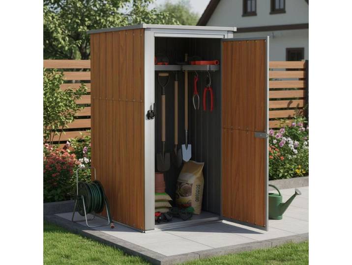 Abri à outils de jardin marron 88x89x161 cm en acier galvanisé