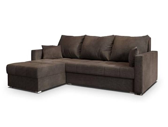Masseno Ecksofa NIDA mit Schlaffunktion L-Form, Sofa mit Bettkasten, Wohnzimmersofa, Couch, Soffa, Bettsofa, Couchgarnitur- Braun, INARI 24