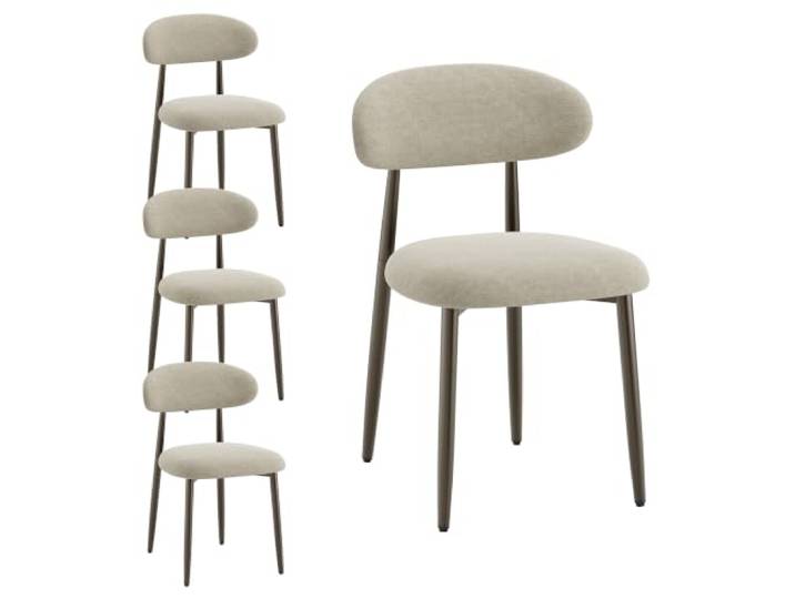 MALOL Esszimmerstühle 4er Set, Polsternder Stühle Esszimmer, Esstisch Stühle mit geschwungener Rückenlehne & Metallfüßen, Moderne Küchenstühle, Stoffstühle für Küche, Wohnzimmer und Gastronomie,Kamel