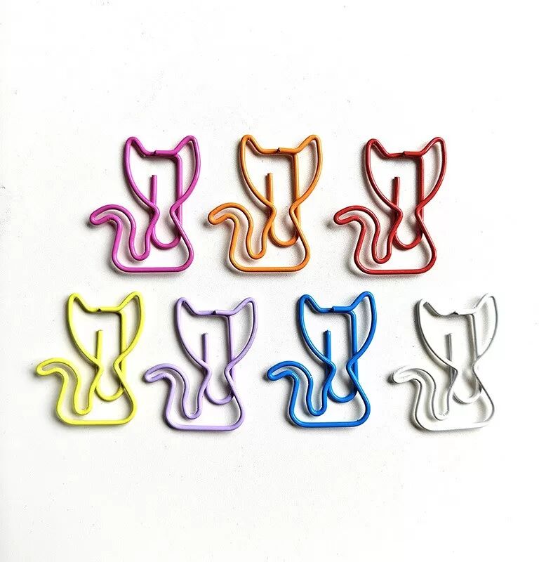 INF 7-Farben Katzen Büroklammern - Metall Lustige Tierförmige Clips für Büro & Lesezeichen