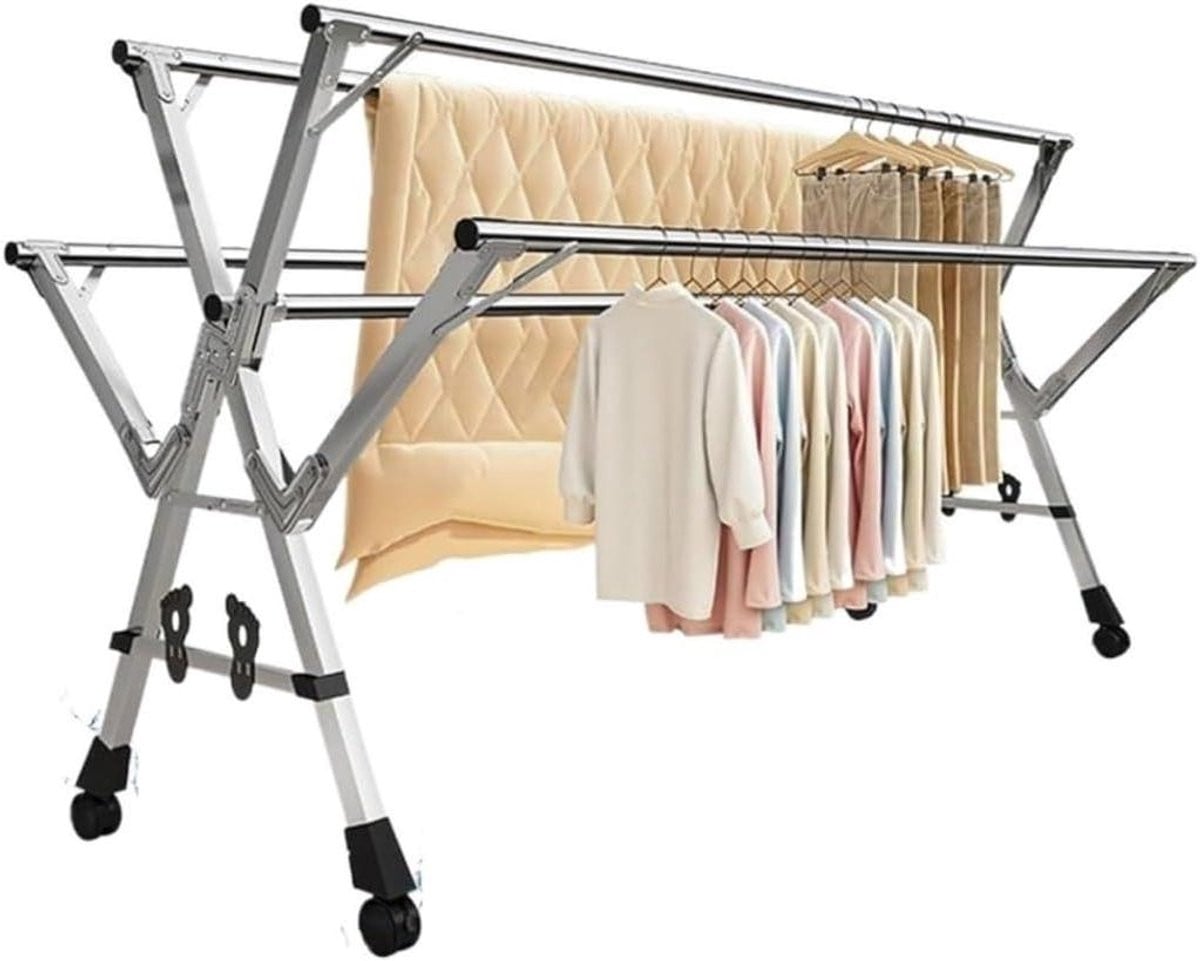 Verstelbaar staand droogrek voor kleding - Zilver - 150 cm