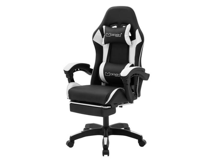 Ml-Design Gaming Stuhl Schwarz-Weiß aus Kunstleder, Kunststoff, 62x119x62 cm, Büromöbel, Bürostühle, Gaming-Sessel