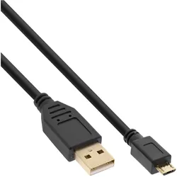 INLINE Micro-USB 2,0 Kabel, USB-A ST an Micro-B ST, vergoldete Kontakte, 0,3m