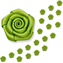 Creativery 20 Satinrosen 15mm Kleine Rosenköpfe Stoffrosen Deko Satinröschen Minirosen Lindgrün