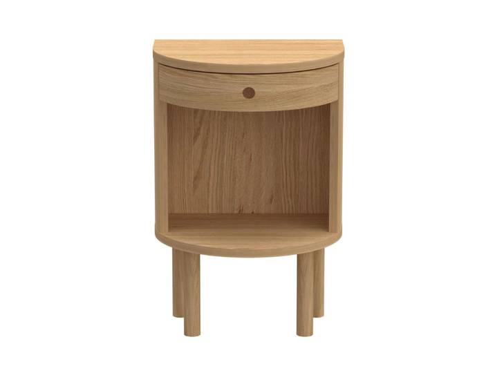 Table de chevet demi-cercle 1 tiroir 1 niche naturel