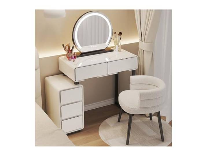zhangrui1888 Schminktisch Leichter Luxus-Schminktisch mit Schubladen und Stauraum Schlafzimmer-Make-up-Waschtisch ﻿(Groß)