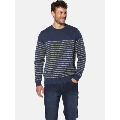 Rundhalspullover BABISTA "Pullover ALOR", Herren, Gr. M, blau (dunkelblau gestreift), Obermaterial: 100% Baumwolle CO., Pullover Rundhalspullover