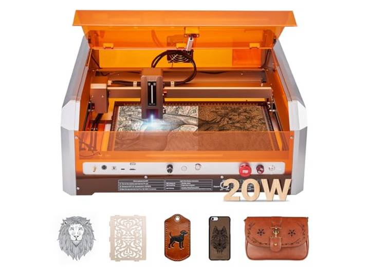 VEVOR Lasergravierer, 20 W, Lasergravur- & Schneidemaschine mit Gehäusekamera, Laserschneider, 400x400 mm Arbeitsbereich, 30000 mm/min, für Holz, Leder, Glas, Papier, bestimmte Metalle, Klasse 1