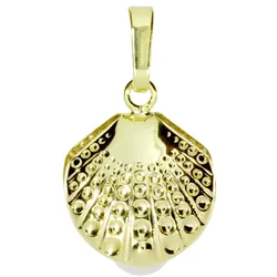 Kettenanhänger OSTSEE-SCHMUCK "Ostsee-Schmuck Anhänger Muschel Anhänger Muschel", gelb, Schmuckanhänger, Damen, 21 x 12mm, Gelbgold 333, 0,7 g, Kettenanhänger