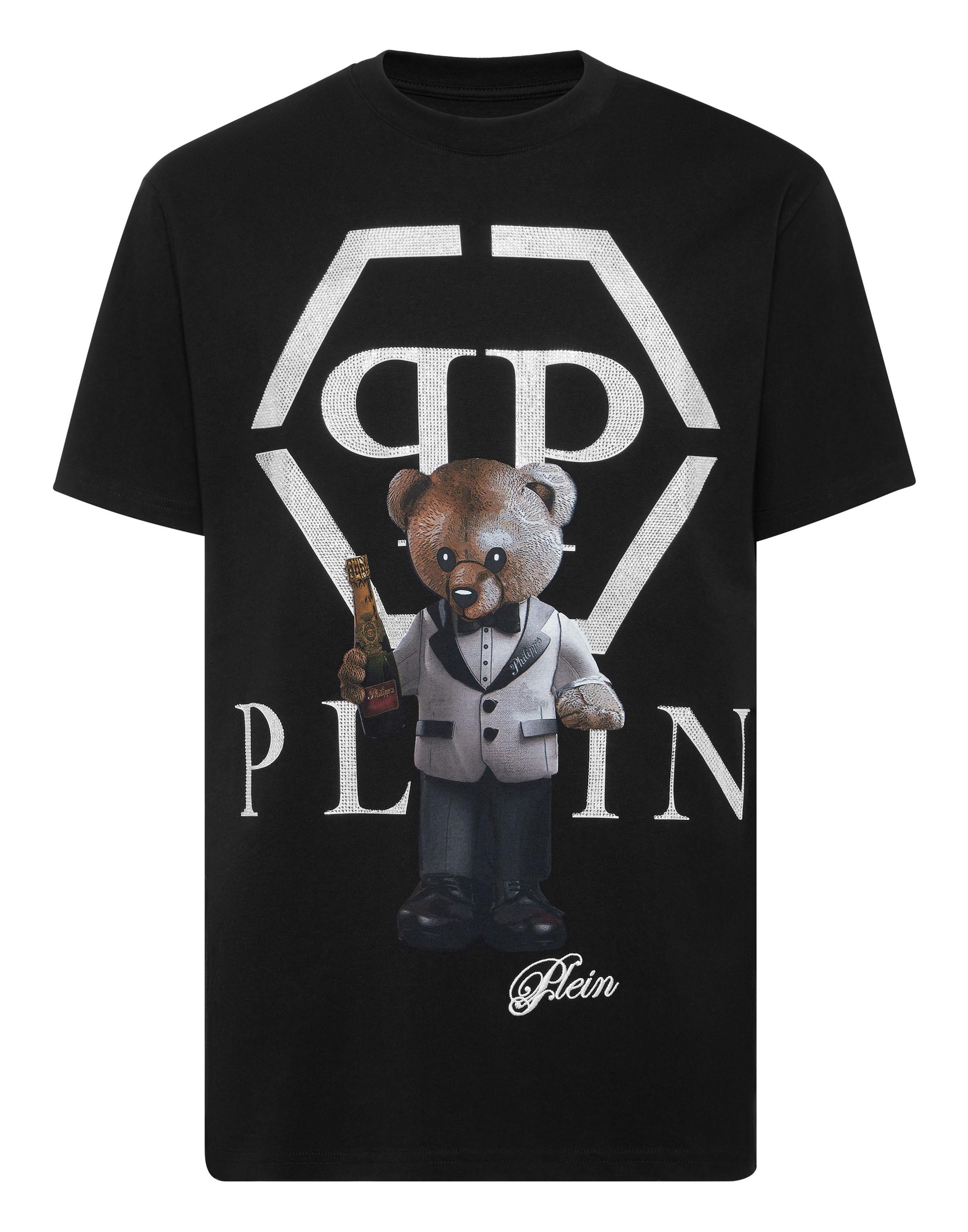 Philipp Plein T-Shirt mit Rundhalsausschnitt und Teddy-Detail - Schwarz