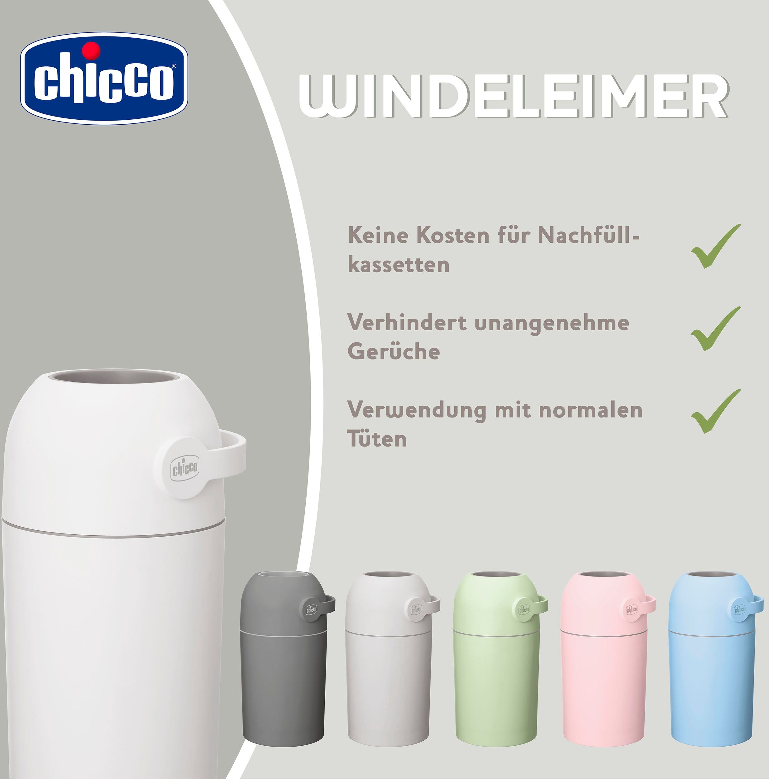 Windeleimer CHICCO "Odour Off", Baby, Gr. B/H/T: 48cm, grün, Kunststoff, uni, Mülleimer Windeleimer