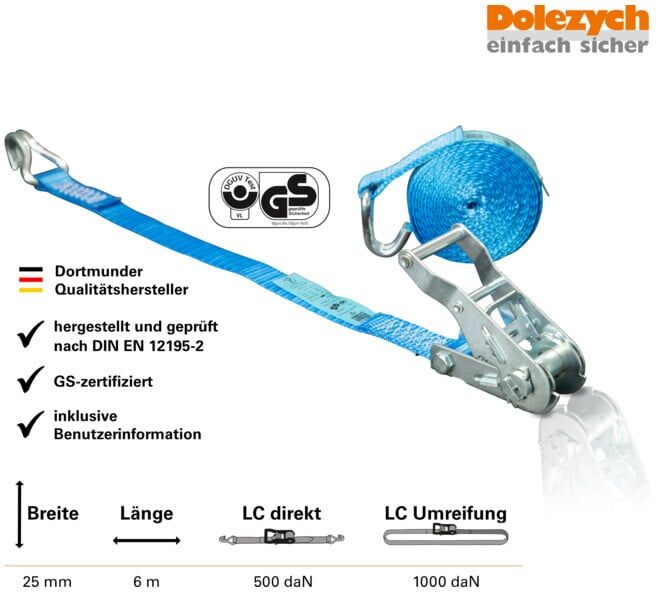 Dolezych Sangle d’arrimage DoZurr 1000 2 pièces, 6 m (26251034)