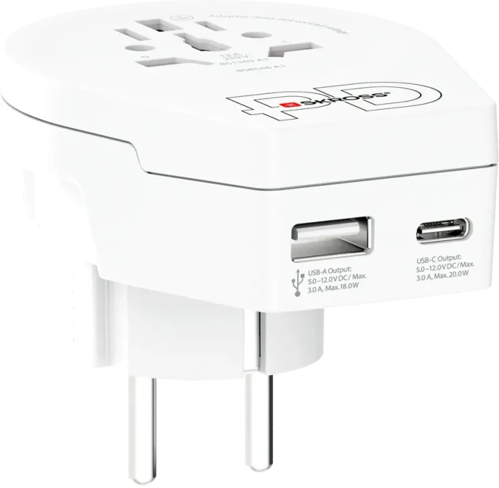 SKROSS Reiseadapter Europa USB A+C 20W für Ausländer in der Tschechischen Republik, Typ E/F