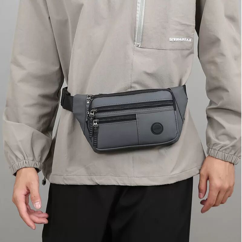 INF Brusttasche aus PU-Leder für Herren Grau