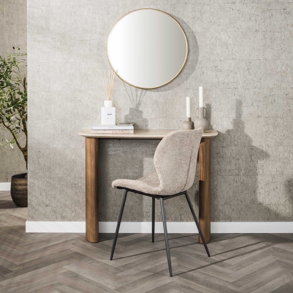 Mathi Design Console en céramique effet travertin beige l100 Beige 100x76cm