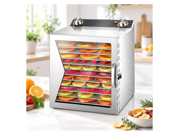 12-Tablett-Dörrgerät, Jerky-Dörrgerät Große Rutschfeste Füße, Integrierter Überhitzungsschutz, Zur Fleischkonservierung(12layer)