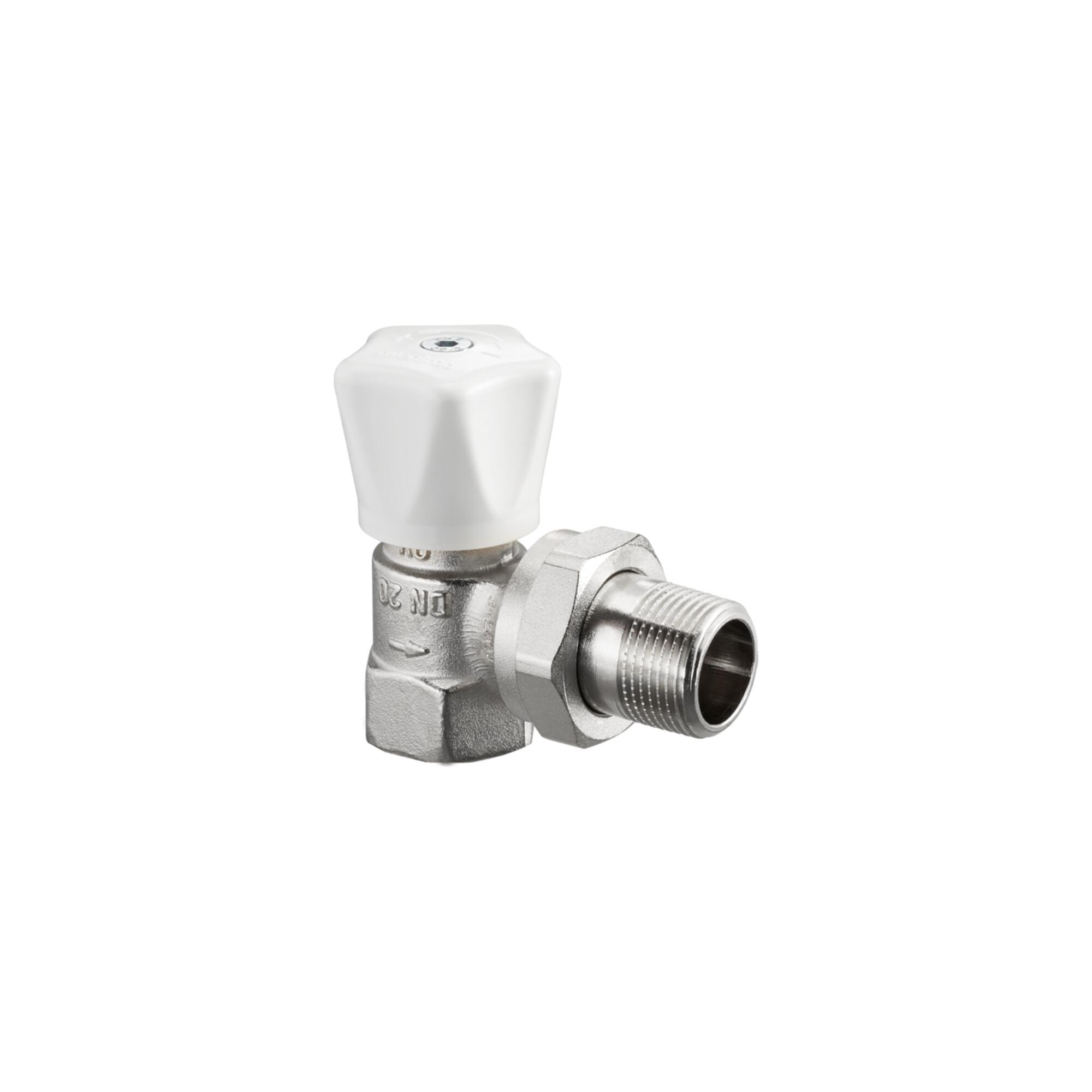 Oventrop Handregulierventil Baureihe HRV 3/4", Eck, verkürzt, Messing vernickelt (1194506)