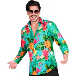 Widmann NEON FLAMINGO PARTY FASHION HEMD (Hemd), XXL (XXL)