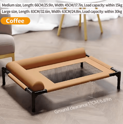 Inspire Picks Raised Breathable Pet Bed For Medium & Large Dogs And Cats coffee 66x45x17cm