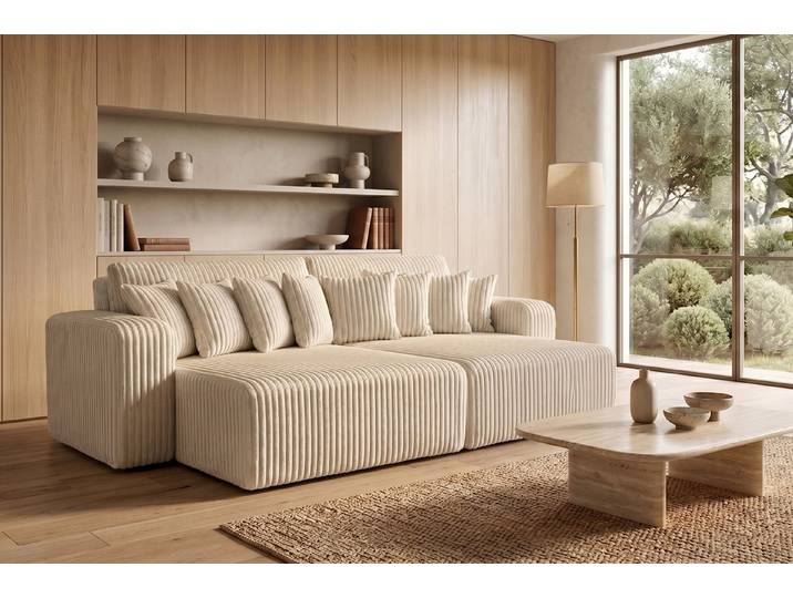 Kaiser Möbel Schlafsofa mit Bettkasten, Cordstoff Tilia, PIANO DOUBLE, Große Liegefläche, Cordstoff mit hoher Abriebfestigkeit