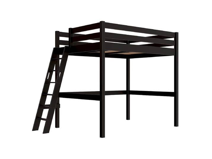 Lit mezzanine 2 places bois Sylvia 140x200 échelle inclinée 140x200 Noir