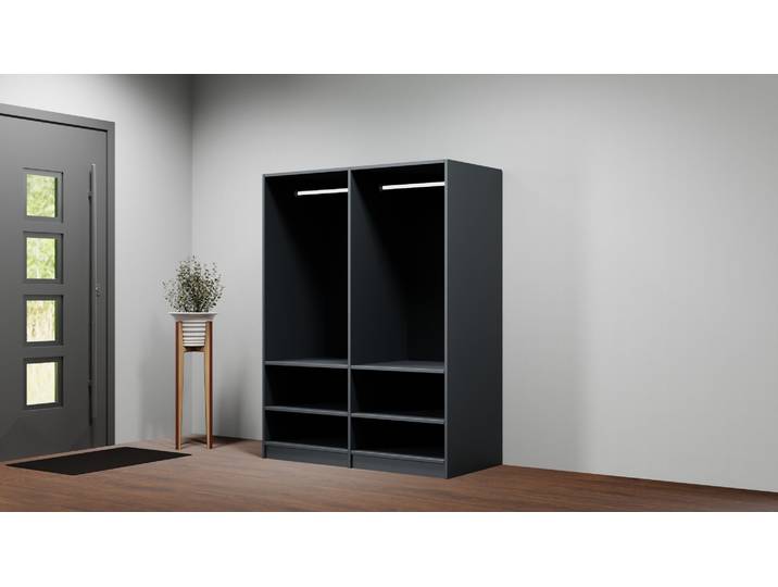 Offener Kleiderschrank mit Kleiderstangen Premium Dekore Schwarz