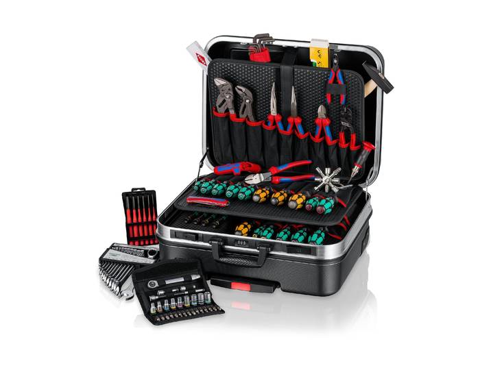 Werkzeugkoffer KNIPEX BIG Basic Move Mechanik, 90-teilig , grau, B:43cm H:28cm T:51,5cm, Aluminium, Aufbewahrungsboxen, Werkzeugkoffer