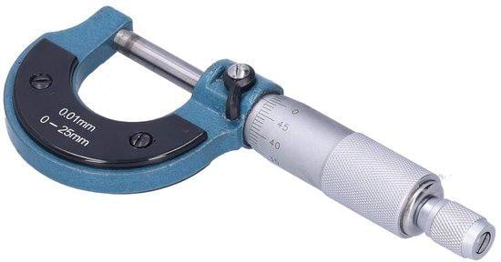 Precisie Micrometer Meetinstrument 0-25mm met 0.01mm schaal - Zilverkleurig