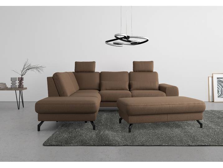 Ecksofa, Luxus-Microfaser TORO, Braun 260×226 cm, Federkern & Sitztiefenverstellung, Modern, sit&more