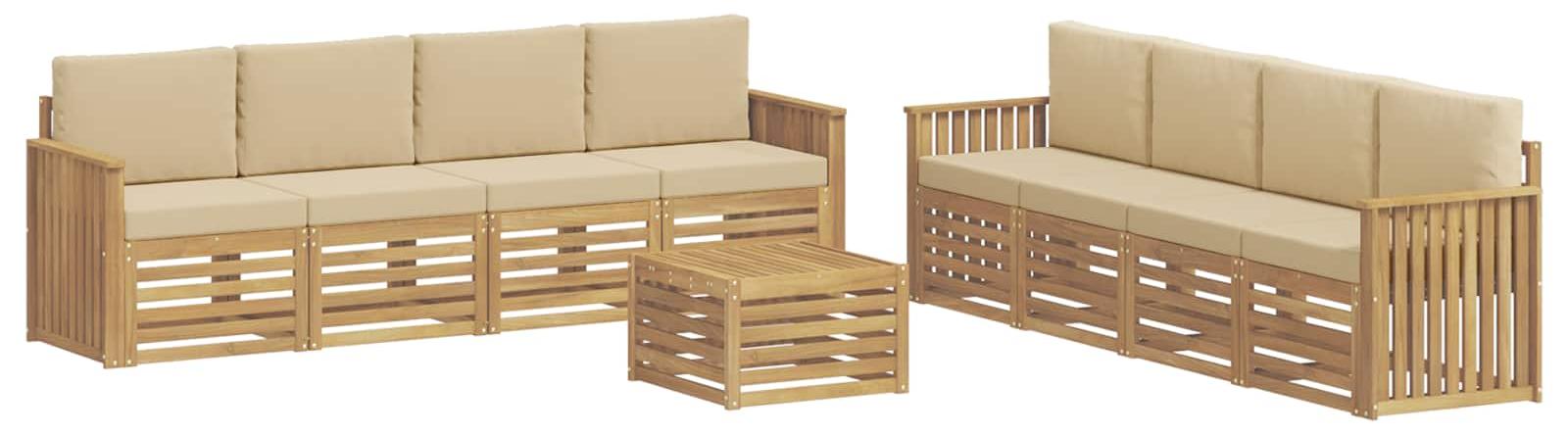 Sofa-Kissen, 9 Stück, Beige, 59 x 59 x 37 cm, Polyester