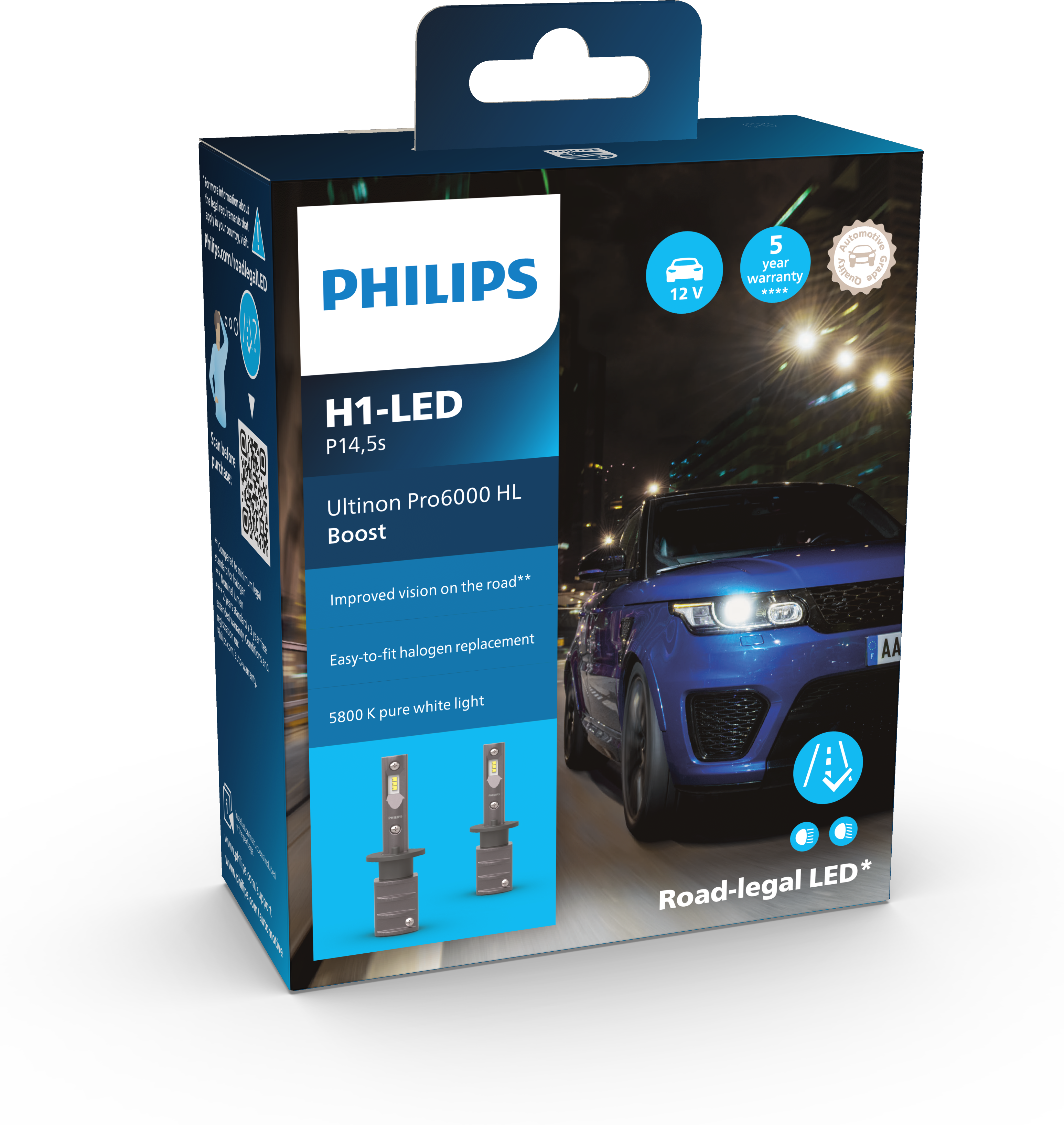 Philips Glühlampe, Fernscheinwerfer H1-Led Ultinon Pro6000 Boost (2stk.) 11258u60bx2