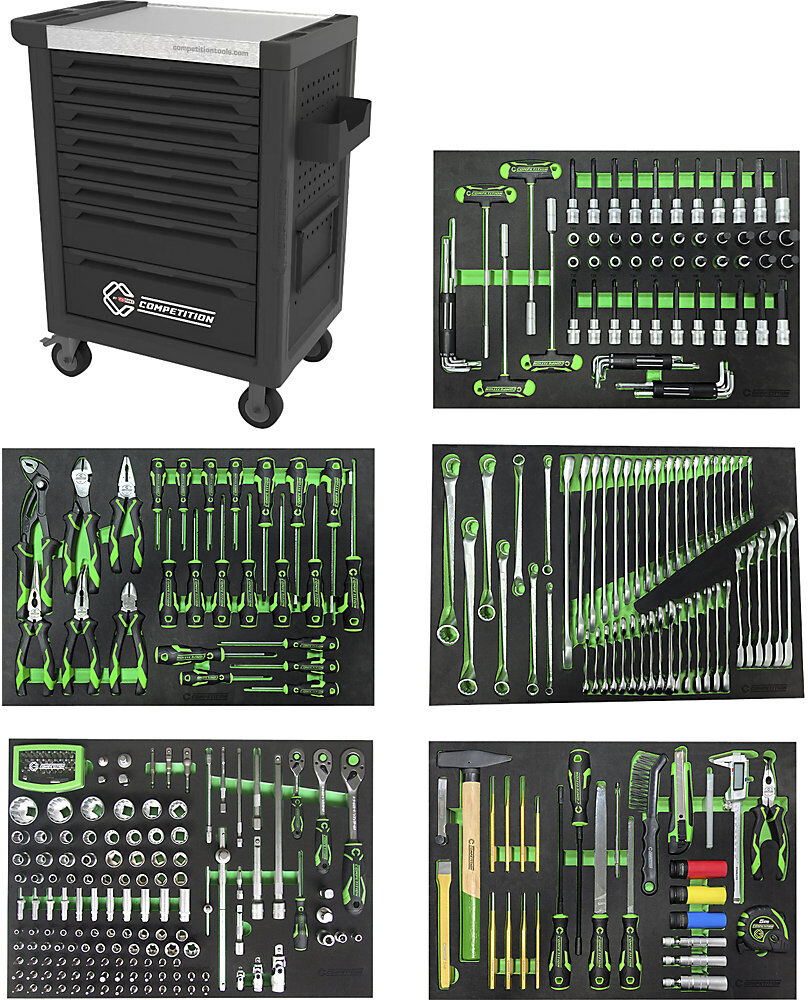 Werkstattwagen COMPETITION, mit 341 Premium-Werkzeugen, 8 Schubladen KS Tools