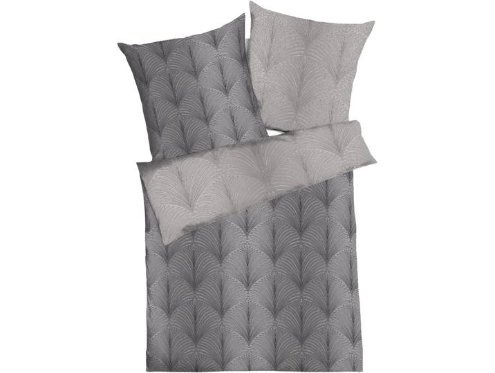 Wendebettwäsche KAEPPEL Ikone , grau (zinn), B/L: 155cm x 220cm, 1 Stk., 1 Stk., Feinbiber, B/L: 80cm x 80cm, 2 Stk., Feinbiber, Obermaterial: 100% Baumwolle, Bettwäsche, Wendebettwäsche