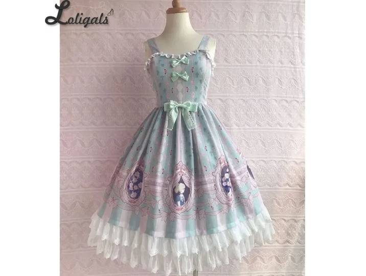 Robe mi-longue sans manches imprimée Lolita JSK Sweet Rose Lover de Yiliya