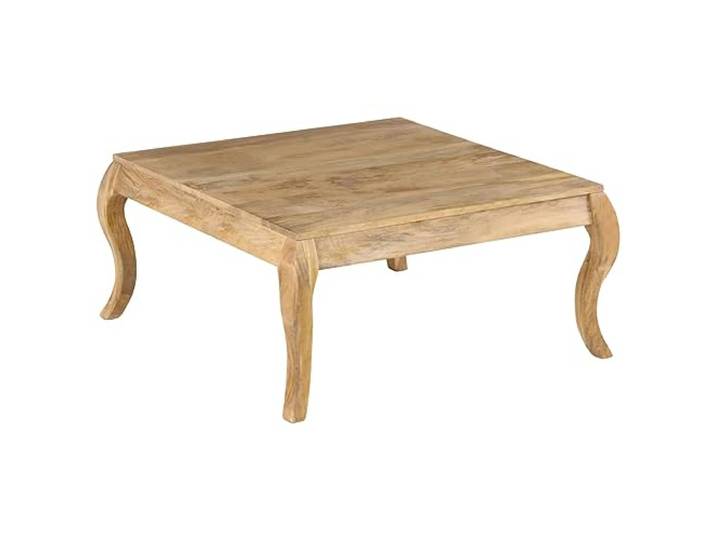 TEKGHUT Couchtisch 80x80x40 cm aus Massivholz Mango, Vintage Beistelltisch Massives Mangoholz, handgefertigt, geschwungene Beine, pflegeleichte Oberfläche, natürliche Farbvariationen