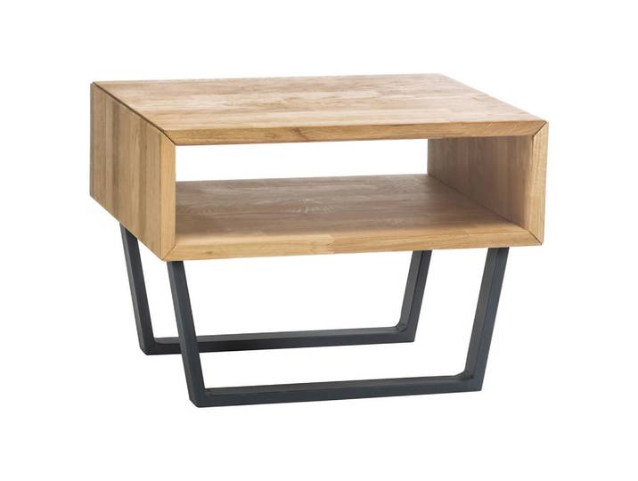Hasena Nachtschrank, Eiche, Schwarz, Metall, Eiche, massiv, 50x36x41 cm, Schlafzimmer, Nachttische