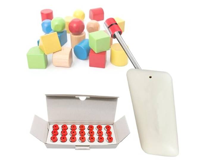Hochpräziser Scharfkantentester mit 21 PC-Druckprüfkappen, Spielzeug-Scharfkanten-Produkttester, tragbarer Scharfwinkeldetektor, für Kinderspielzeug, Metallgrat, elektronische Sicherheitsprüfung